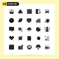 Solid Glyph Pack of 25 Universal Symbols of bed tire swing page swing plaything Editable Vector Design Elements