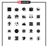 25 iconos creativos signos y símbolos modernos de menos comercio verduras caja computación elementos de diseño vectorial editables