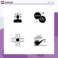 4 User Interface Solid Glyph Pack of modern Signs and Symbols of choice crossroad human question smoke Editable Vector Design Elements