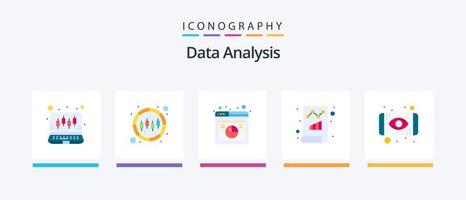 Data Analysis Flat 5 Icon Pack Including business. monitoring. web analysis. data. document. Creative Icons Design vector