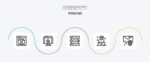 Internet Line 5 Icon Pack Including email. thief. database. professions. bandit vector