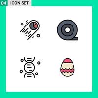 Set of 4 Vector Filledline Flat Colors on Grid for chart egg space research 91 Editable Vector Design Elements