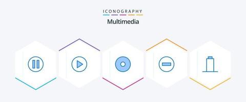 paquete multimedia de 25 íconos azules que incluye . multimedia. . vacío vector