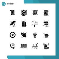 Group of 16 Solid Glyphs Signs and Symbols for ball layout home idea law Editable Vector Design Elements