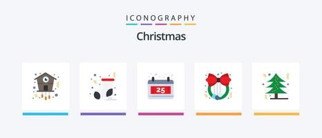 Christmas Flat 5 Icon Pack Including tree. christmas tree. calendar. christmas. decoration. Creative Icons Design vector