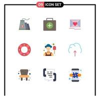 9 Thematic Vector Flat Colors and Editable Symbols of male ui mail support help Editable Vector Design Elements