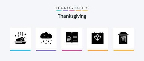 Thanksgiving Glyph 5 Icon Pack Including day. calendar. thanksgiving. autumn. recipes. Creative Icons Design vector