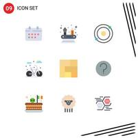 Mobile Interface Flat Color Set of 9 Pictograms of basic layout atom golden life Editable Vector Design Elements