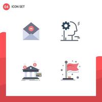 Editable Vector Line Pack of 4 Simple Flat Icons of communication payments mail gear financial Editable Vector Design Elements