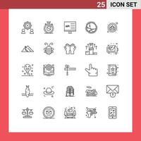 Set of 25 Modern UI Icons Symbols Signs for internet communication practice worldwide develop Editable Vector Design Elements