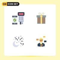 4 User Interface Flat Icon Pack of modern Signs and Symbols of code cresent scan shopping decoration Editable Vector Design Elements