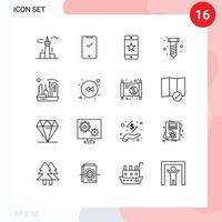 Set of 16 Modern UI Icons Symbols Signs for city hardware android diy device Editable Vector Design Elements