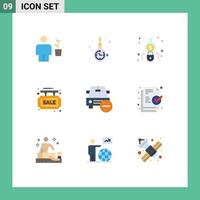 conjunto de 9 iconos de interfaz de usuario modernos símbolos signos para la venta tablero de información tablero de información calculadora de información elementos de diseño vectorial editables vector