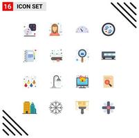 Pictogram Set of 16 Simple Flat Colors of business technology person network connected Editable Pack of Creative Vector Design Elements