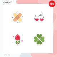 4 Thematic Vector Flat Icons and Editable Symbols of care flower plaster heart rose Editable Vector Design Elements