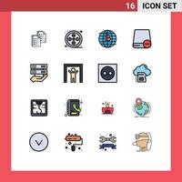 Universal Icon Symbols Group of 16 Modern Flat Color Filled Lines of gadget devices arts computers currency Editable Creative Vector Design Elements