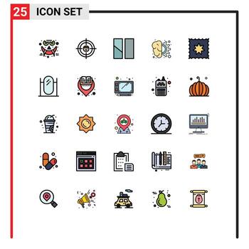 25 Universal Filled line Flat Color Signs Symbols of thinking gear resources design layout Editable Vector Design Elements