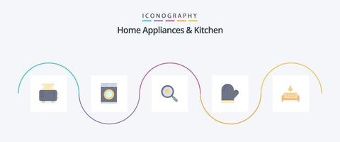 paquete de iconos de 5 pisos de cocina y electrodomésticos que incluye muebles. horno. fritura. cocina. agarradera vector