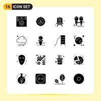 16 Thematic Vector Solid Glyphs and Editable Symbols of weather cloud easel find camping Editable Vector Design Elements