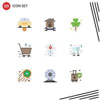 Flat Color Pack of 9 Universal Symbols of e cart tool shamrock patrick Editable Vector Design Elements