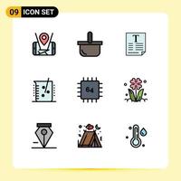 Set of 9 Modern UI Icons Symbols Signs for chip chemical lab file chemical industry acid Editable Vector Design Elements