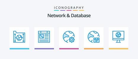 Network And Database Blue 5 Icon Pack Including develop. app. website. online. internet. Creative Icons Design vector