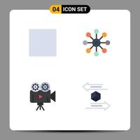 4 User Interface Flat Icon Pack of modern Signs and Symbols of control camera player biology projector Editable Vector Design Elements