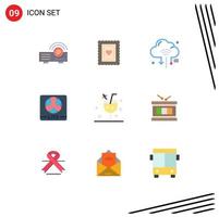 paquete de iconos de vector de stock de 9 signos y símbolos de línea para elementos de diseño de vector editables de nube de juego de Internet de pantalla de playa