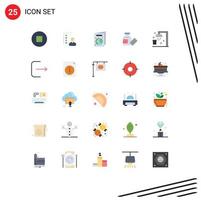 Mobile Interface Flat Color Set of 25 Pictograms of clean science resume medicine book Editable Vector Design Elements