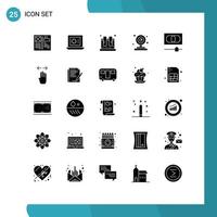 Pack of 25 creative Solid Glyphs of credit muslim chemistry mosque test Editable Vector Design Elements