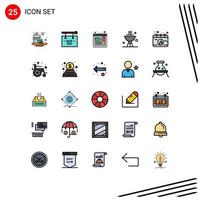 25 User Interface Filled line Flat Color Pack of modern Signs and Symbols of break dinner sign dish bbq Editable Vector Design Elements