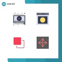 User Interface Pack of 4 Basic Flat Icons of chat quadruple browser website angular Editable Vector Design Elements