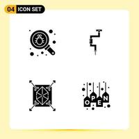 Group of 4 Solid Glyphs Signs and Symbols for bug object security tool rapid Editable Vector Design Elements