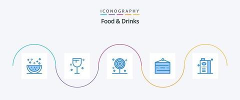 Food and Drinks Blue 5 Icon Pack Including shop. open. wine. food. lollipop vector