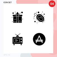 Group of Modern Solid Glyphs Set for box play bacteria research america Editable Vector Design Elements