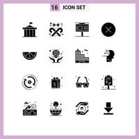 16 Thematic Vector Solid Glyphs and Editable Symbols of media player error christmas branding sign board Editable Vector Design Elements
