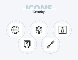 Security Line Icon Pack 5 Icon Design. warning. guard. protection. webpage. secure vector