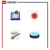 Mobile Interface Flat Icon Set of 4 Pictograms of display wheelbarrow threat new swim Editable Vector Design Elements