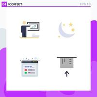 Pack of 4 Modern Flat Icons Signs and Symbols for Web Print Media such as presentation ramadan business islam seo Editable Vector Design Elements