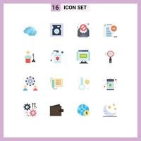 Mobile Interface Flat Color Set of 16 Pictograms of person lock virus key office Editable Pack of Creative Vector Design Elements