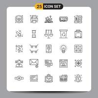 Group of 25 Modern Lines Set for budget gaming coin game console Editable Vector Design Elements