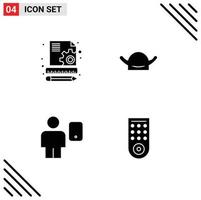 Modern Set of 4 Solid Glyphs and symbols such as content device avatar fathers mobile Editable Vector Design Elements