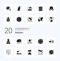 20 Pollution Solid Glyph icon Pack like pollution gas leak waste hazard vector