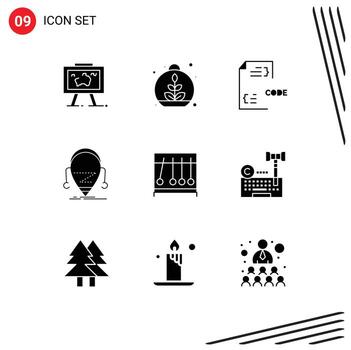 paquete de 9 glifos sólidos creativos de robot beta spring android desarrollo elementos de diseño vectorial editables vector