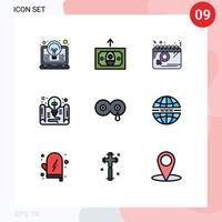 conjunto de 9 iconos de interfaz de usuario modernos símbolos signos para archivo de idea calendario documento mujeres elementos de diseño vectorial editables vector