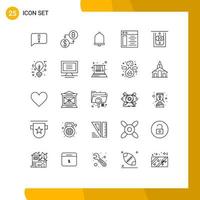 Pictogram Set of 25 Simple Lines of money atm alert server web Editable Vector Design Elements