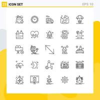 Universal Icon Symbols Group of 25 Modern Lines of idea copyright delivery proteced ideas pumpkin Editable Vector Design Elements