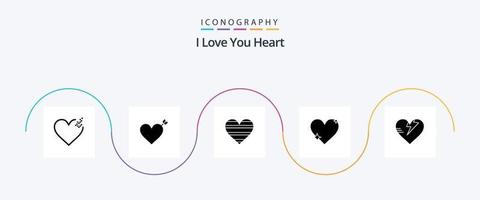 paquete de iconos de glifo de corazón 5 que incluye. como. corazón vector