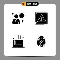 Mobile Interface Solid Glyph Set of 4 Pictograms of interface bath user interface denied room Editable Vector Design Elements