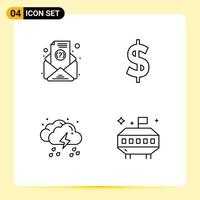 4 Line concept for Websites Mobile and Apps email weather currency cloud astronomy Editable Vector Design Elements